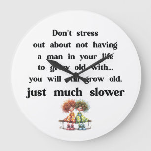 Funny text about women and men large clock