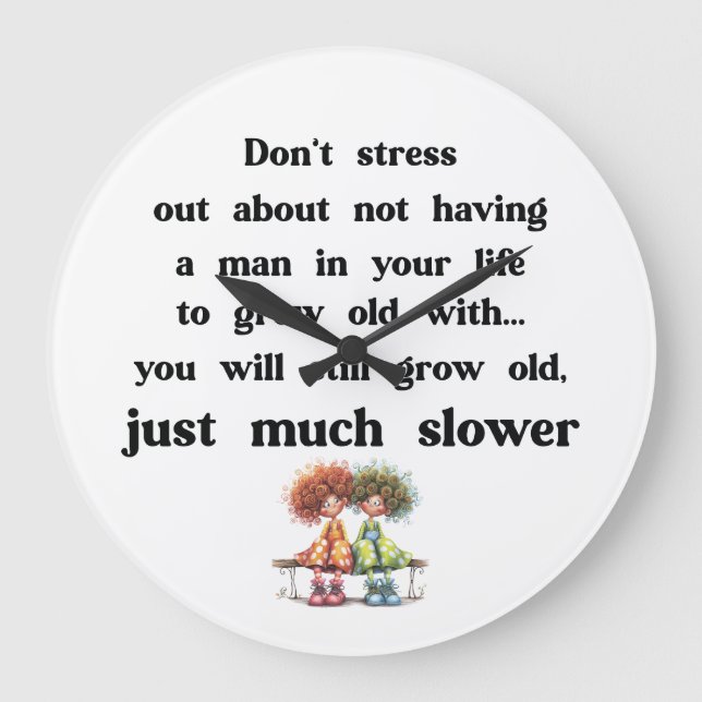 Funny text about women and men large clock (Front)