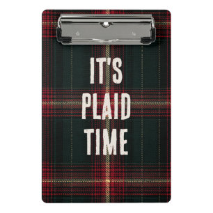 Funny Text Christmas Plaid Tartan SPORTS COACH Mini Clipboard