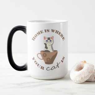 Funny text Home is where your cat is in cup