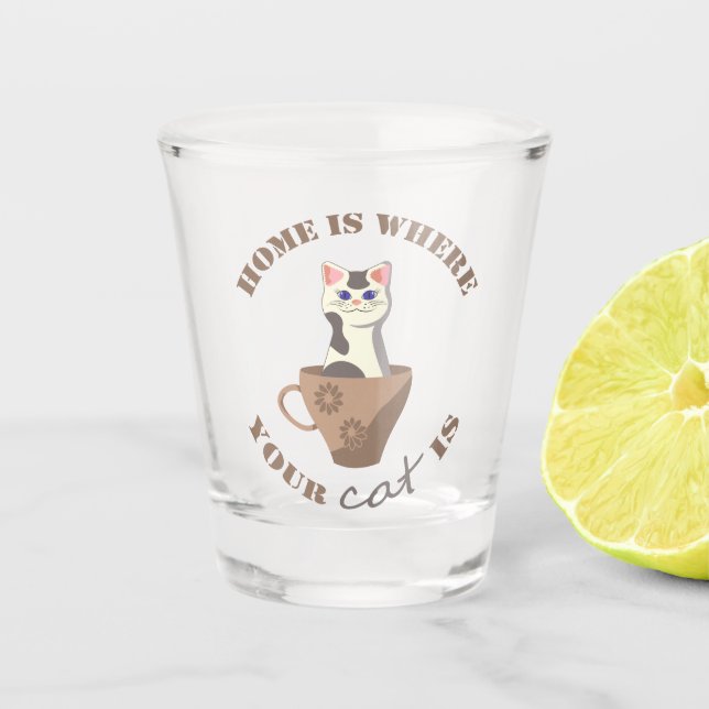 Funny text Home is where your cat is in cup (Front)