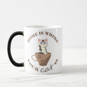 Funny text Home is where your cat is in cup