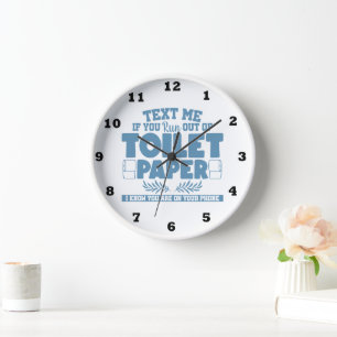 Funny text phone toilet paper word art bathroom clock