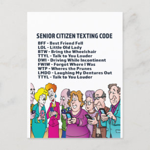 Funny Texting for Seniors Postcard
