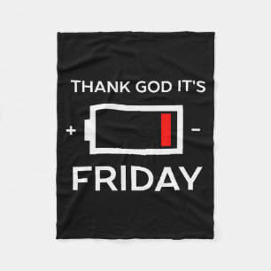 Funny Tgif Friday Low Battery Fleece Blanket