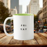 Funny TGIF Thank God It's Friday Cute Trendy Quote Two-Tone Coffee Mug<br><div class="desc">Thank god it's Friday! Celebrate TGIF with this modern fun pun: Trendy,  cute coffee mug saying "FRI YAY" in modern typography on the two-toned coffee mug. Loving the light green interior for this but it's available in many more colours.</div>