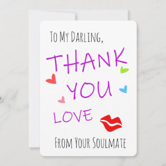 Funny Thank You Cards, Love Hearts & Red Sexy Lips