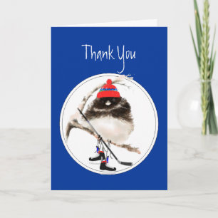 Funny, Thank You, Ice Hockey Winter Sport Bird You Card