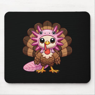 Funny Thanksgiving Axolotl Turkey Disguised As Axo Mouse Pad