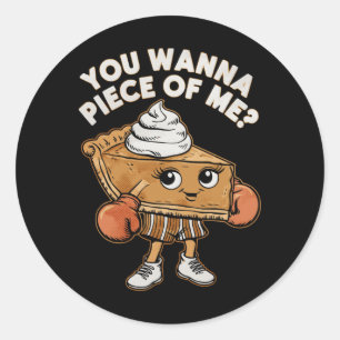 Funny Thanksgiving Boxing Pumpkin Pie You Wanna Pi Classic Round Sticker