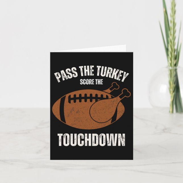 Funny Thanksgiving Boys Men Turkey Touchdowns Foot Card (Front)