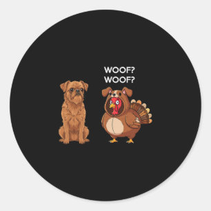 Funny Thanksgiving Brussels Griffon And Turkey Classic Round Sticker