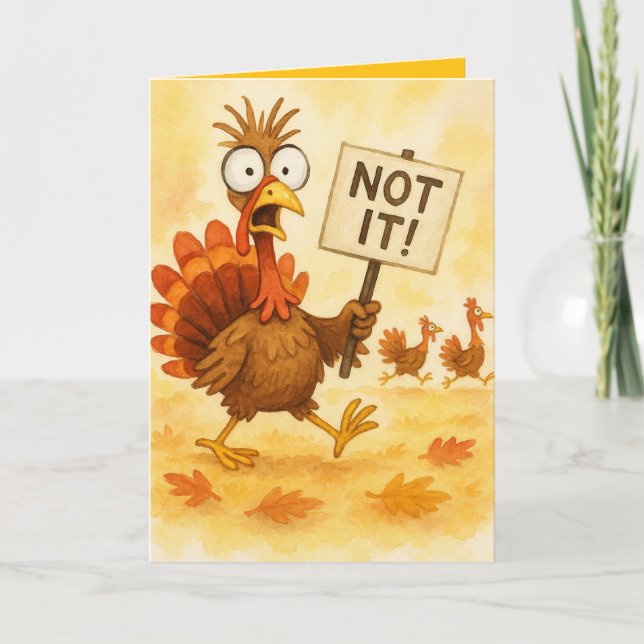 Funny Thanksgiving Card – Turkey Trouble (Front)
