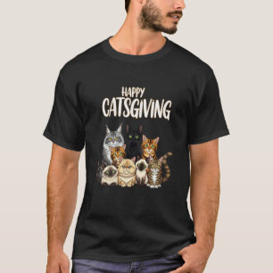 Funny Thanksgiving Cat Lovers Gift Happy Catsgivin T-Shirt