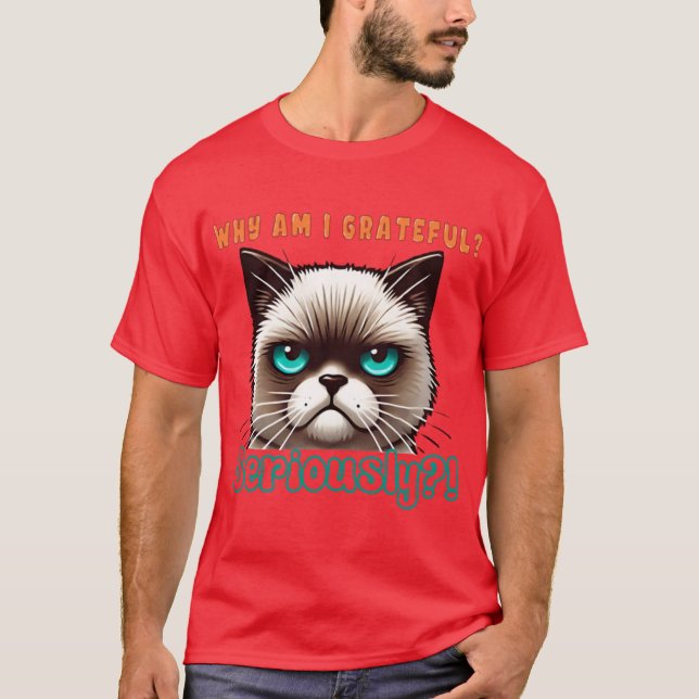 Funny Thanksgiving Cat T-Shirt (Front)