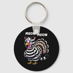 Funny Thanksgiving Cat Turkey Cat Men Women Turkey Key Ring