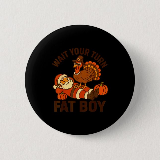 Funny Thanksgiving Christmas Turkey Vs Santa For M 6 Cm Round Badge (Front)