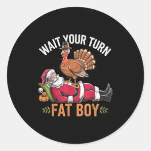 Funny Thanksgiving Christmas Turkey Vs Santa For M Classic Round Sticker