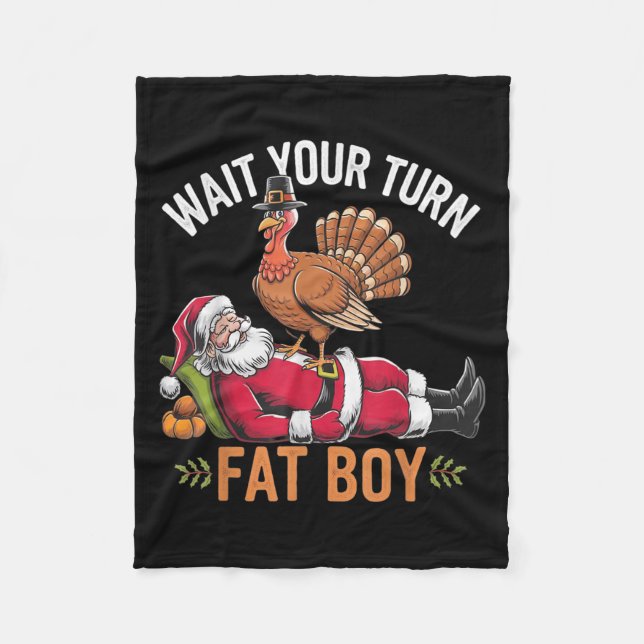 Funny Thanksgiving Christmas Turkey Vs Santa For M Fleece Blanket (Front)