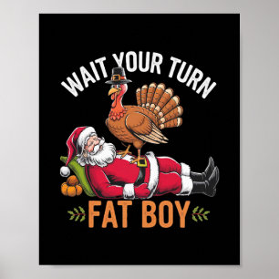 Funny Thanksgiving Christmas Turkey Vs Santa For M Poster