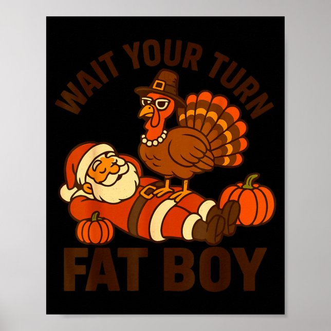 Funny Thanksgiving Christmas Turkey Vs Santa For M Poster (Front)