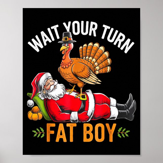 Funny Thanksgiving Christmas Turkey Vs Santa For M Poster (Front)