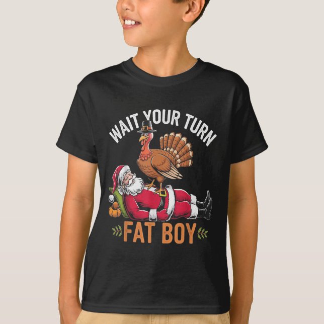 Funny Thanksgiving Christmas Turkey Vs Santa For M T-Shirt (Front)
