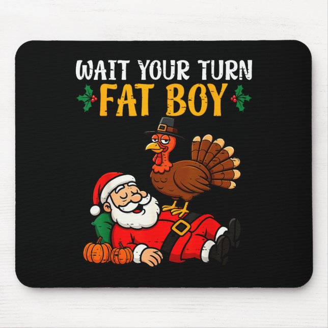 Funny Thanksgiving Christmas Turkey Vs Santa Men W Mouse Pad (Front)