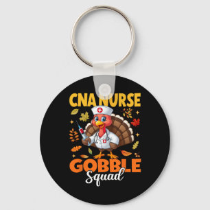 Funny Thanksgiving Cna Nurse Gobble Squad Turkey N Key Ring