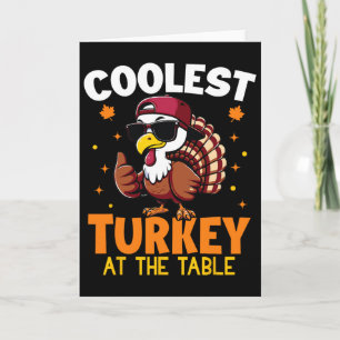 Funny Thanksgiving Coolest Turkey At Table Boys Ki Card