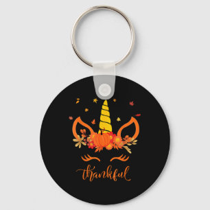 Funny Thanksgiving Cute Unicorn Turkey Face Girl A Key Ring