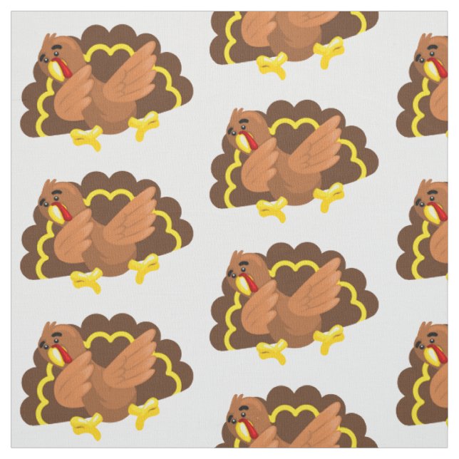 funny thanksgiving dabbing turkey fabric (Swatch)