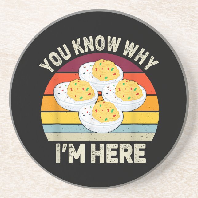Funny Thanksgiving Deviled Eggs You Know Why I'm H Coaster (Front)