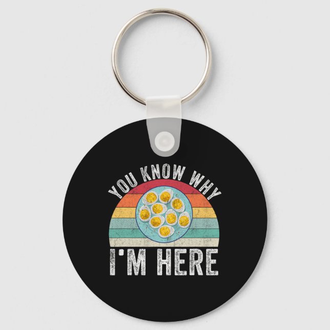 Funny Thanksgiving Deviled Eggs You Know Why I'm H Key Ring (Front)