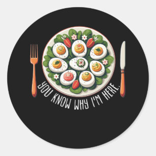 Funny Thanksgiving Dinner Deviled Egg You Know Why Classic Round Sticker