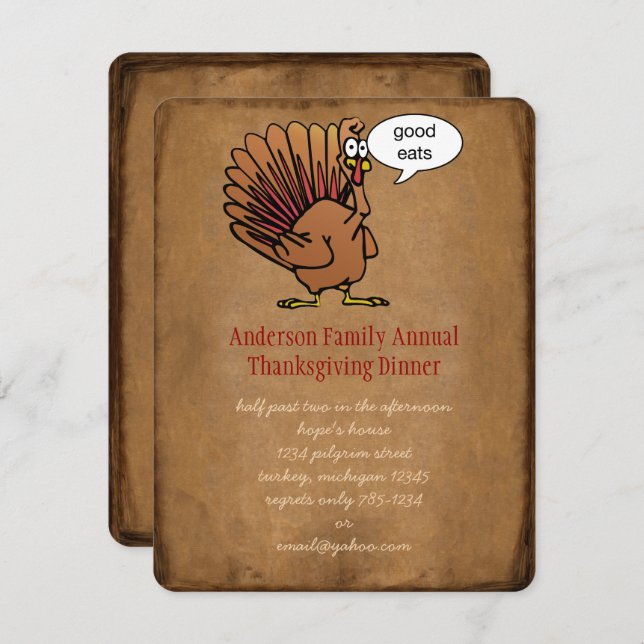 Funny Thanksgiving Dinner Invitation (Front/Back)