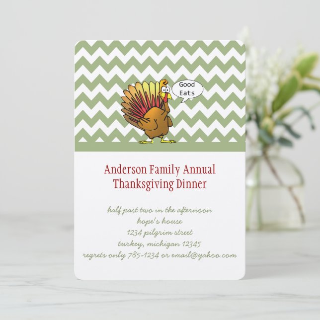 Funny Thanksgiving Dinner Invitation (Standing Front)