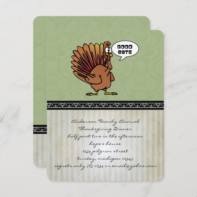 Funny Thanksgiving Dinner Invitation (Front/Back)