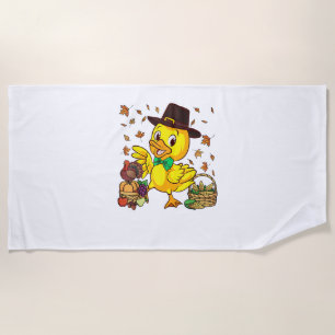 Funny Thanksgiving Duck Turkey Boys Girls Beach Towel