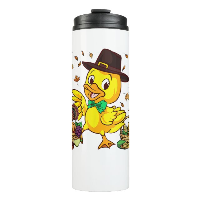 Funny Thanksgiving Duck Turkey Boys Girls  Thermal Tumbler (Front)