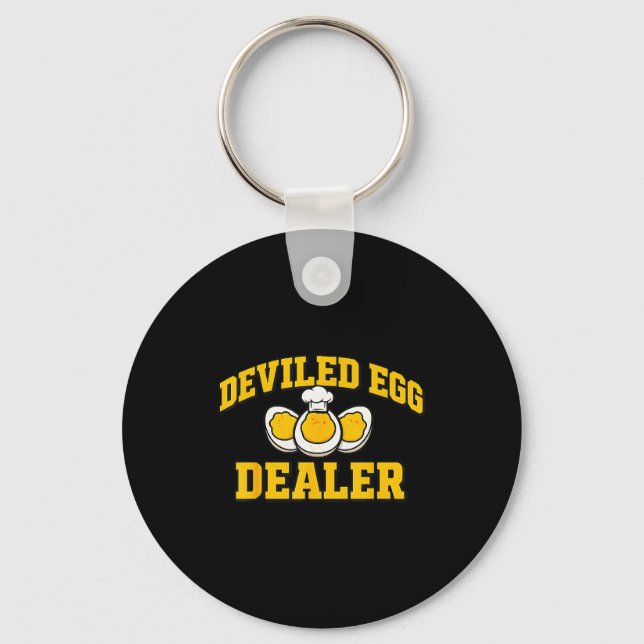 Funny Thanksgiving Fathers Day Retro Deviled Egg E Key Ring (Front)