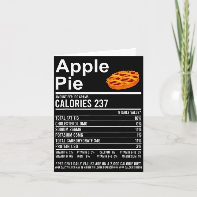 Funny Thanksgiving Food Apparel, E Nutrition Facts Card (Front)