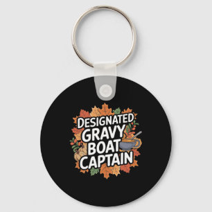 Funny Thanksgiving Food - Gravy Boat Captain Key Ring