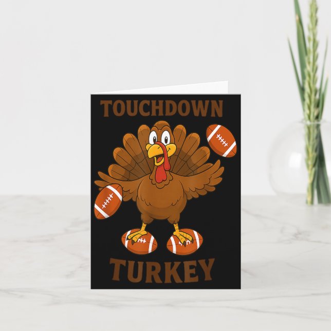 Funny Thanksgiving Football Touchdown Turkey  Card (Front)