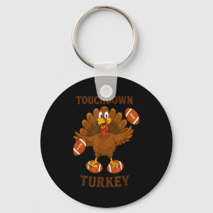 Funny Thanksgiving Football Touchdown Turkey Key Ring