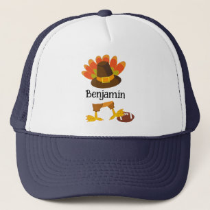Funny Thanksgiving Football Turkey Custom Trucker Hat