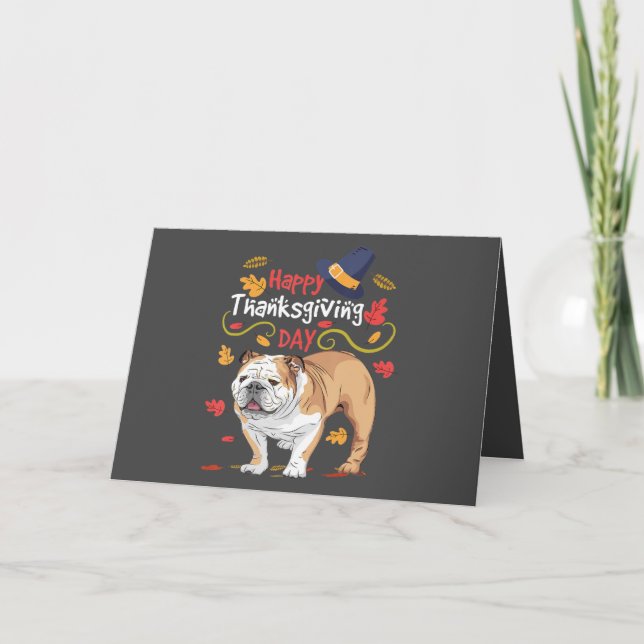 Funny Thanksgiving Gifts For English Bulldog Holiday Card (Front)