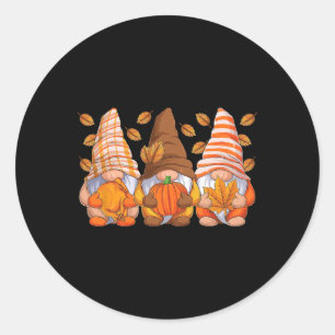 Funny Thanksgiving Gnomes Fall Season Gnomies Autu Classic Round Sticker