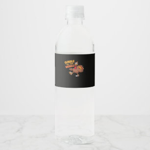 Funny Thanksgiving - Gobble Till You Wobble Classi Water Bottle Label