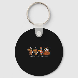 Funny Thanksgiving Goose In Fall For Everyone Key Ring